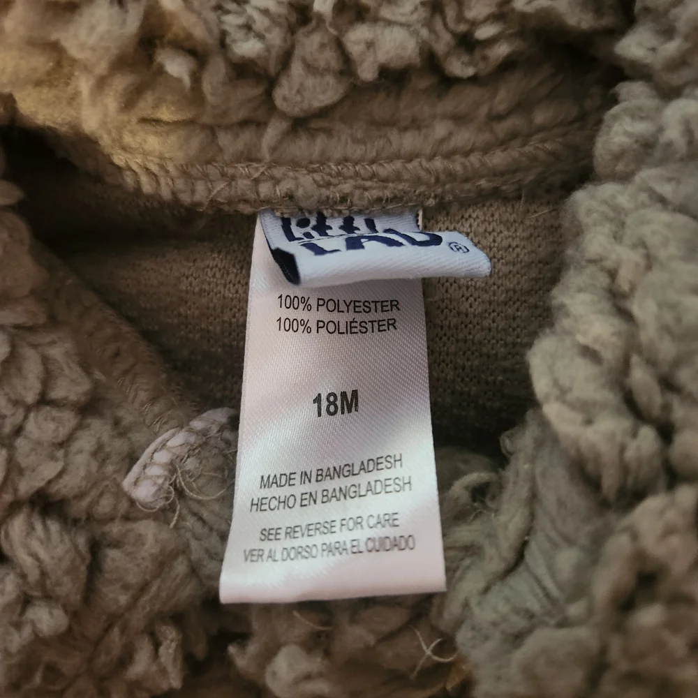 Little Lad Set Sherpa Fleece Jacket + Henley Top 18 Months Loden Green + Gray